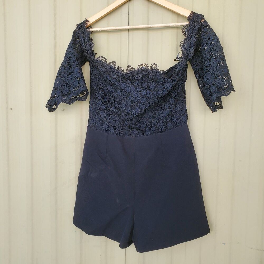 Miss Selfridge Off the shoulder Lace Romper Size 8